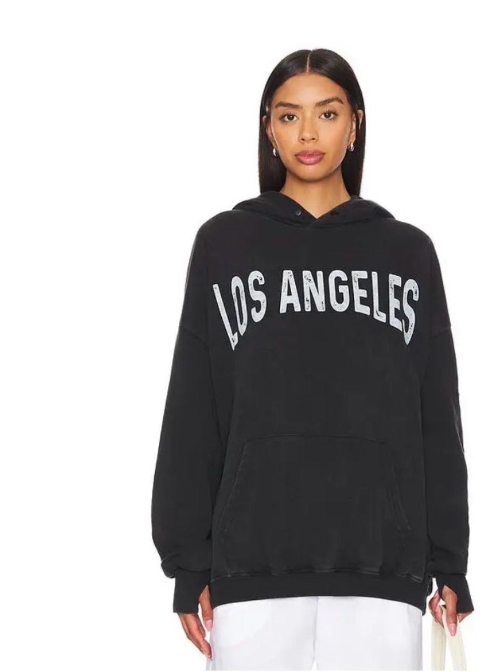 The Laundry Room Black Hoodie with White LA Smiley Graphic